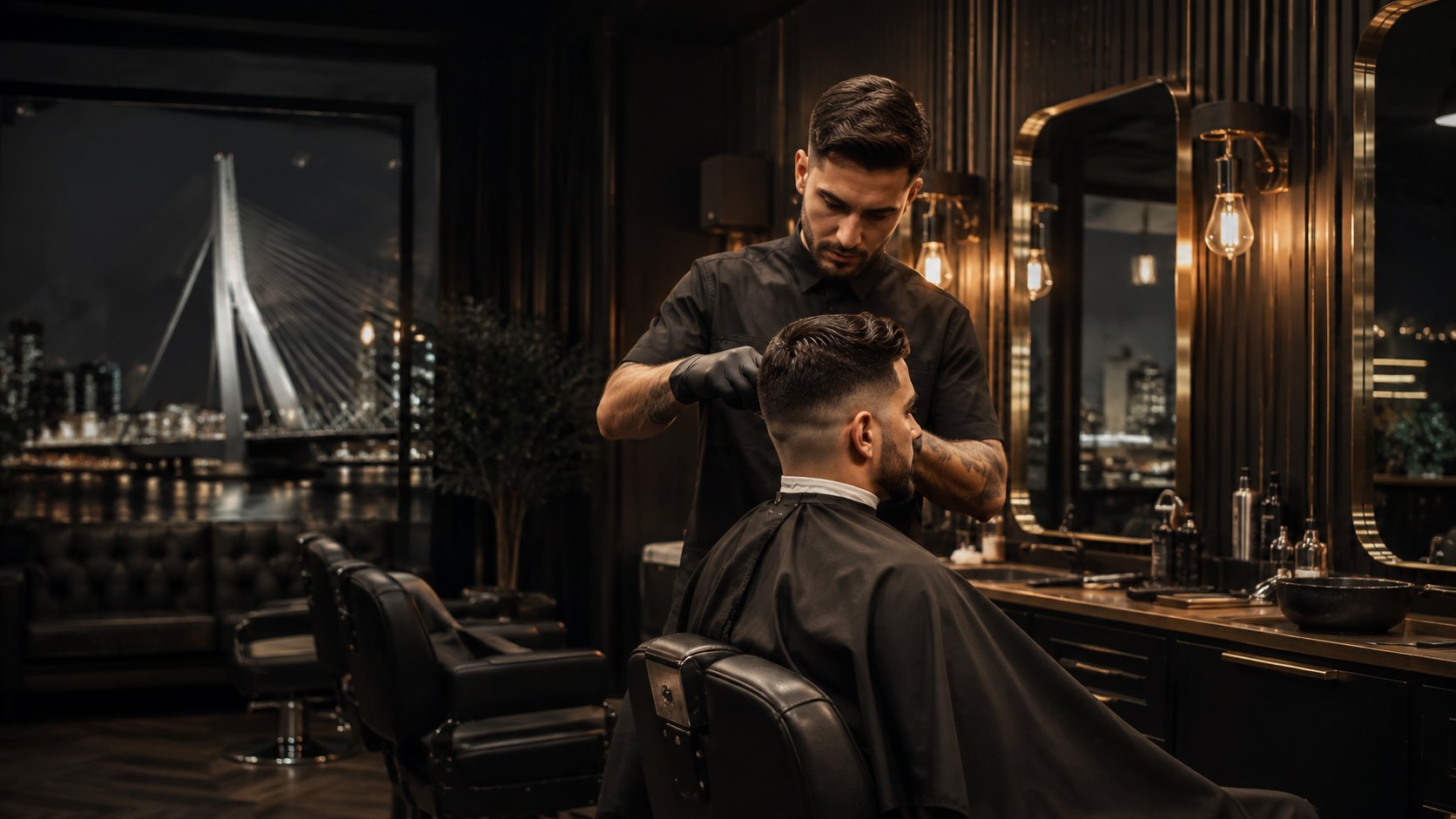 Barber aan het werk