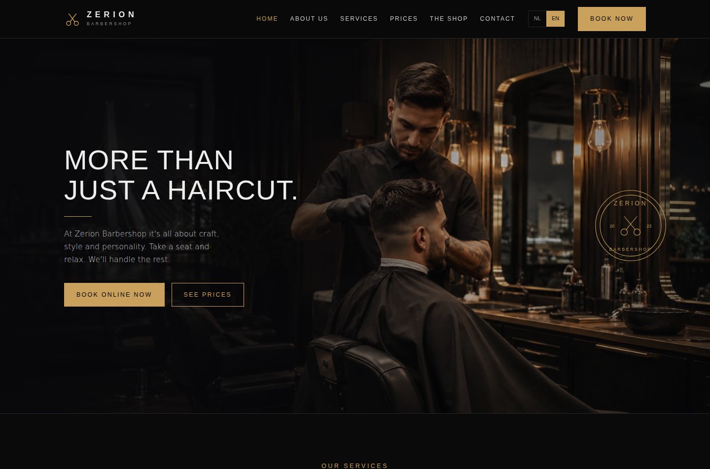Zerion Barbershop op desktop